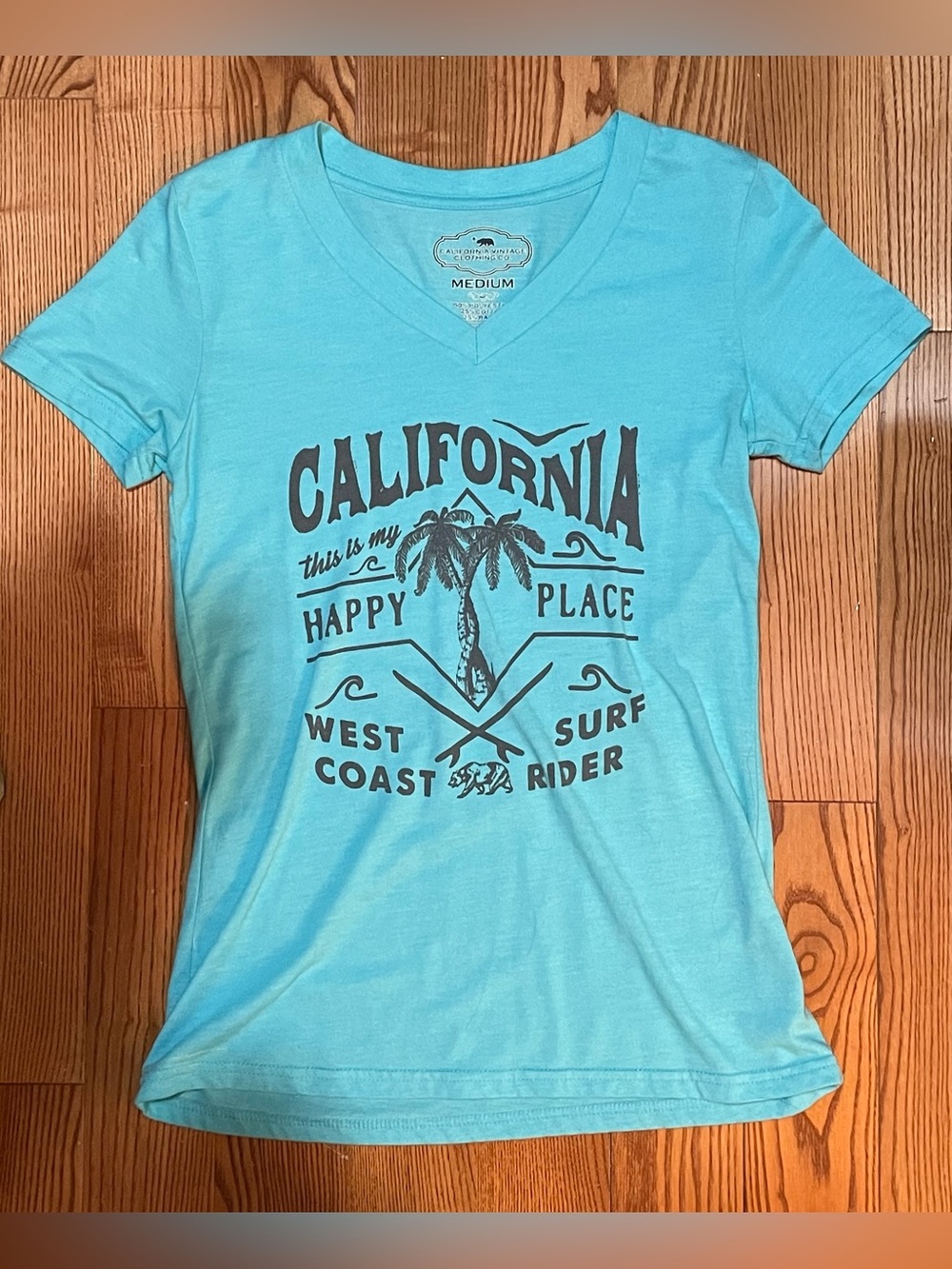 California Graphic V‑Neck Tee - Aqua